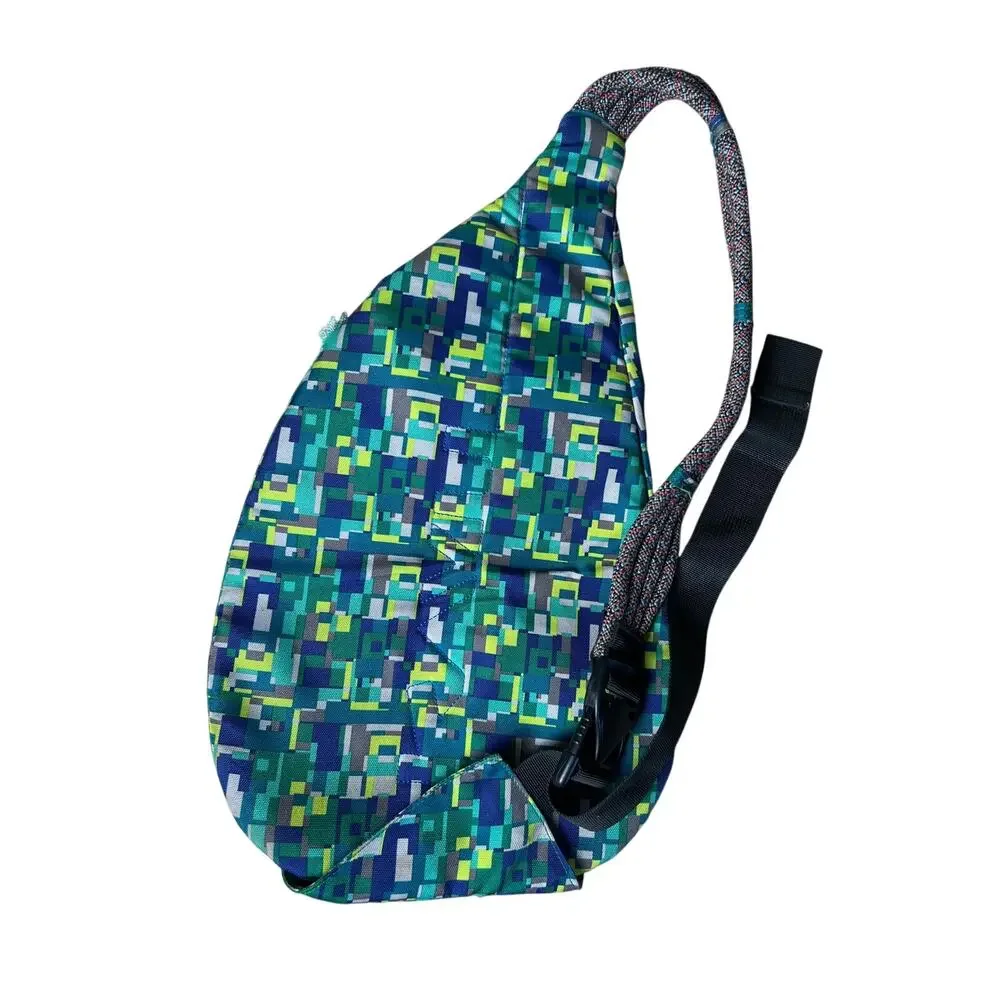 KAVU Rope Sling Bag Jungle Tropical Print Crossbody Backpack Green Travel Bag